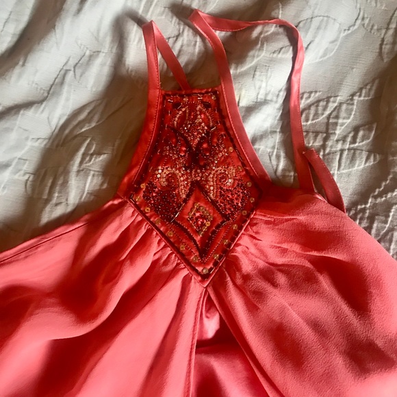 Gorgeous silk boho halter style beaded top - Picture 3 of 6